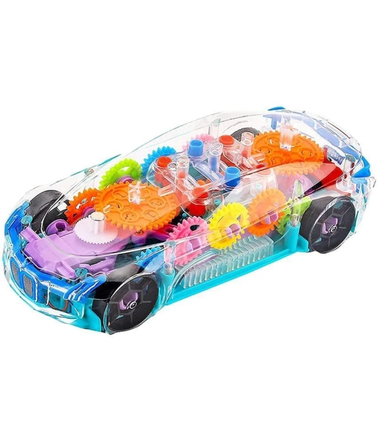 Racing Car Musical Toys 360 Degrees Rotating Transparent Concept Racing Car with Music & 3D Flashing Lights for Kids Toy for 2-5 Year Kids (Pack of 1)