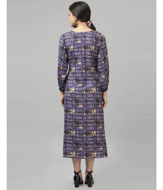 Selvia Crepe Printed Knee Length Womens A-Line Dress - Purple ( Pack of 1 ) - None