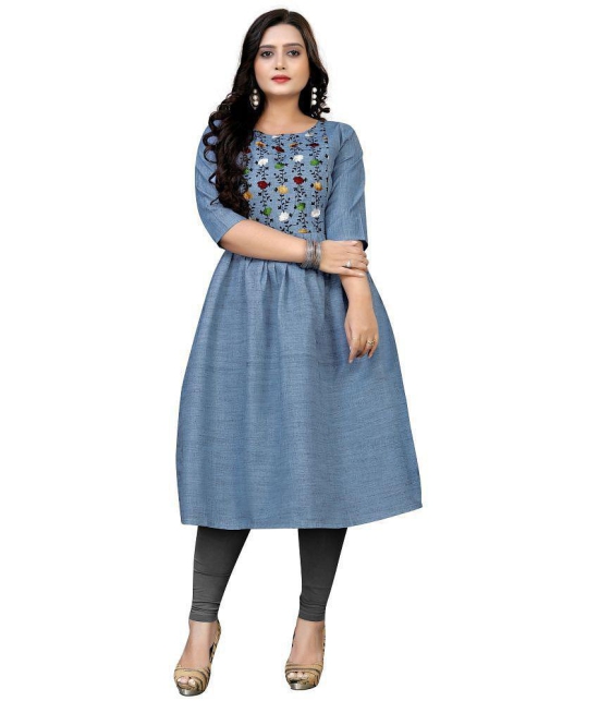 Rangrasiya - Blue Cotton Women's Flared Kurti ( Pack of 1 ) - None