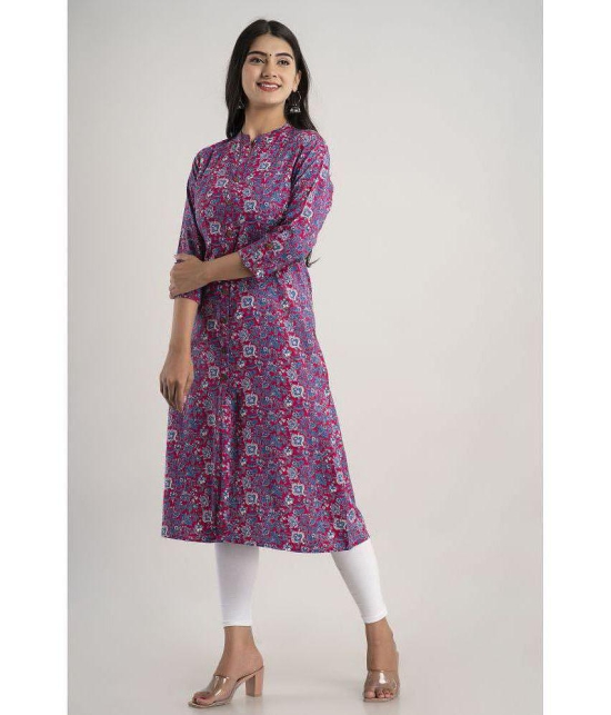 MAUKA - Pink Rayon Womens Front Slit Kurti ( Pack of 1 ) - None