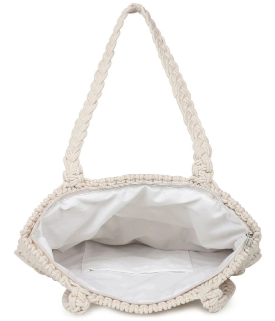 V Fashion White Cotton Tote Bag - White