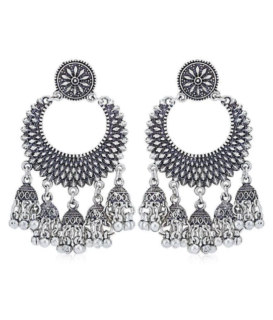 Sukkhi Trendy Oxidised Chandelier Earring for Women - Silver