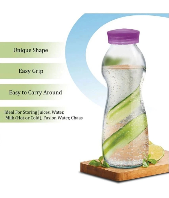 Treo By Milton Eazy Grip Borosilicate Glass Bottle, 550ml, Purple | Microwave Safe | Leak Proof | BPA Free | Scratche Resistant | Dishwasher Safe | Odour Free - Purple