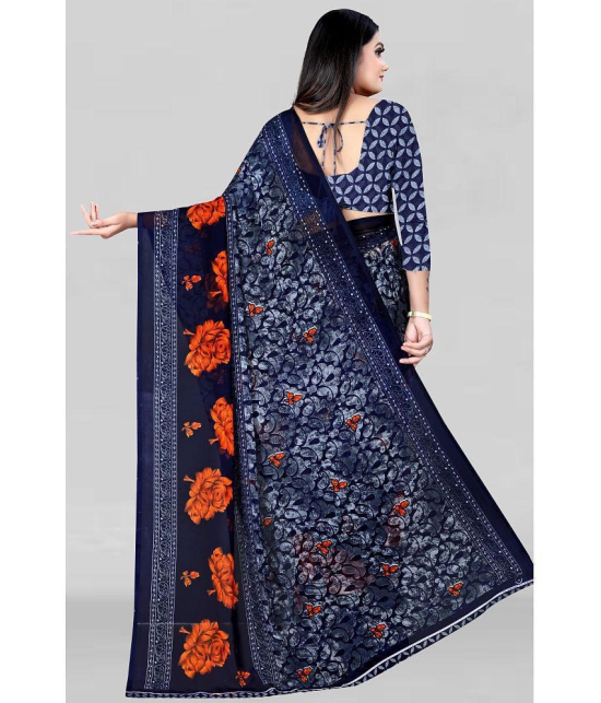 LEELAVATI - Blue Georgette Saree With Blouse Piece ( Pack of 1 ) - Blue