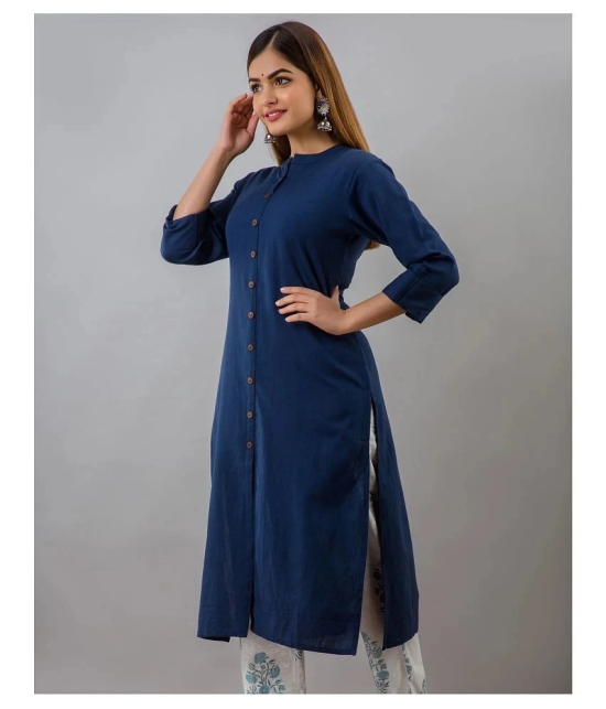 Doriya - Blue Cotton Blend Womens Front Slit Kurti - XL