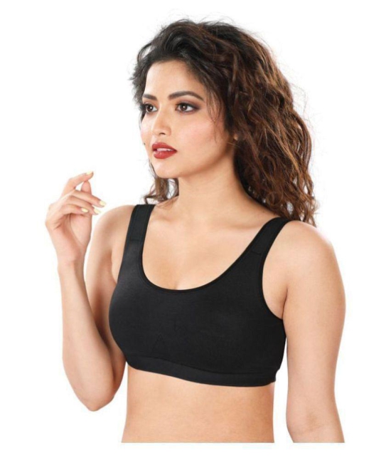 Dermawear Black Poly Cotton Solid Sports Bra - M