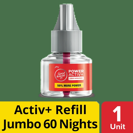 Good Knight Power Activ+ Liquid Vapourizer, Mosquito Repellent 60 Nights, 45Ml Jumbo Refill