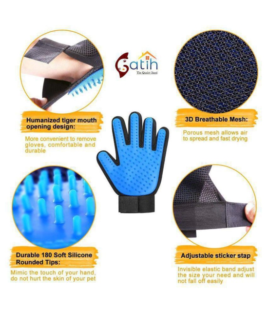 Gatih Pet Grooming Glove - Gentle Deshedding Brush Glove - Efficient Pet Hair Remover Mitt - Massage Tool with Enhanced Five Finger Design - Perfect for Dogs & Cats with Long & Short Fur - M