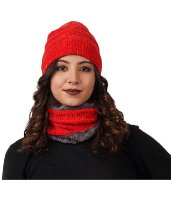 PENYAN - Red Woollen Womens Cap ( Pack of 1 ) - Red