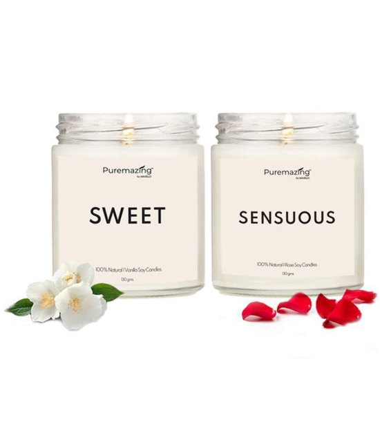 Puremazing - White Jar Candle 8 cm ( Pack of 2 )