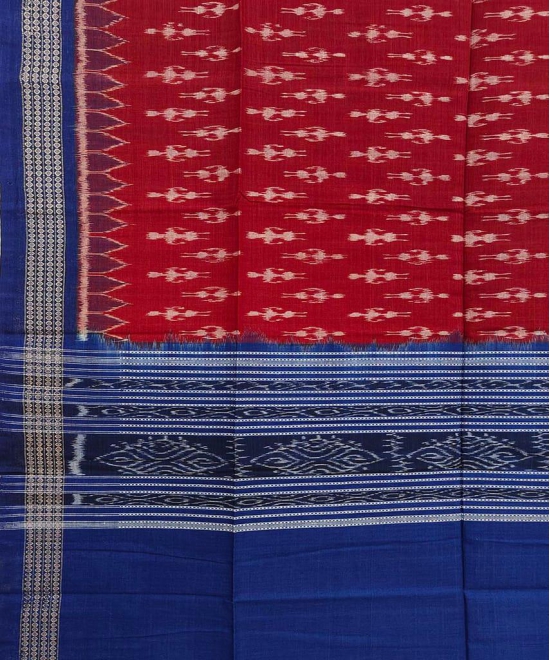 Maroon Blue Sambalpuri Handwoven Single Ikat Cotton Dupatta