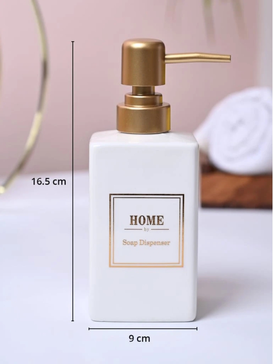 Luxe White & Gold Ceramic Soap Dispenser