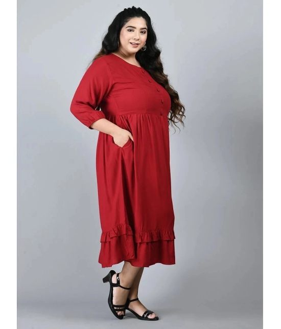 PrettyPlus by Desinoor - Red Rayon Womens A-line Dress ( Pack of 1 ) - None