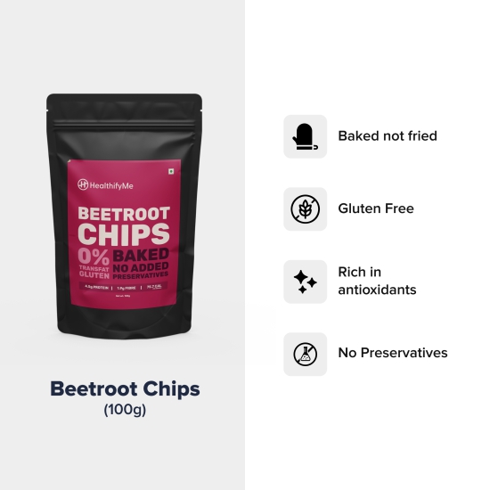 Beetroot Chips - Lip smacking, crispy and nutritious baked chips-Pack of 2 (200g) @ 129/Pack