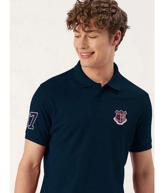 ADORATE Cotton Blend Regular Fit Embroidered Half Sleeves Mens Polo T Shirt - Blue ( Pack of 1 ) - None