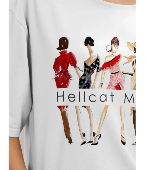 HELLCAT White Cotton Blend Loose Fit Womens T-Shirt ( Pack of 1 ) - None