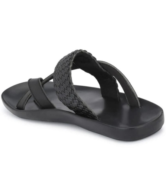 Leeport - Black Mens Leather Slipper - None