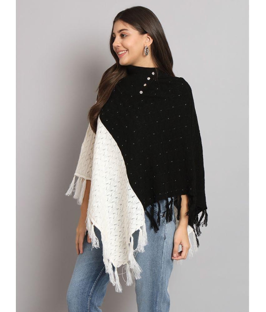 eWools.in Woollen Round Neck Women''s Ponchos & Capes - Black ( ) - None