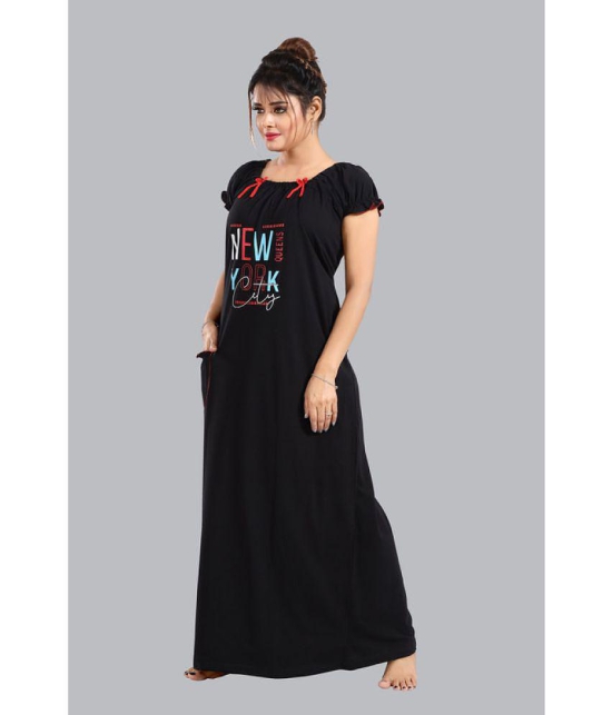 FOMTI Black Cotton Nighty - Free Size