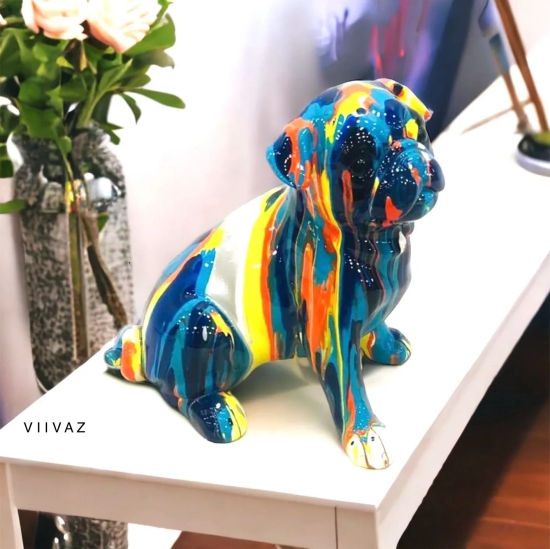 Hugo French Bull dog-Abstract Water Paint / Polyresin | Gloss Finish / H: 8 | L: 89 | W: 7 (Inch)