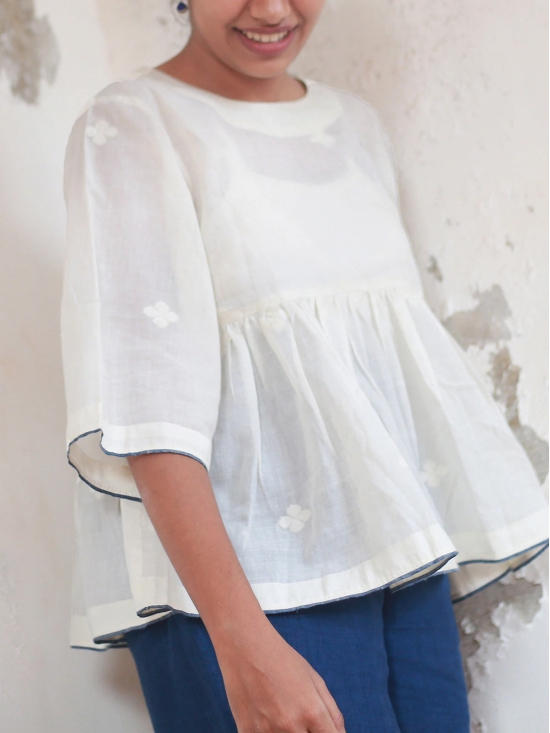 Athangudi Top White-XXS