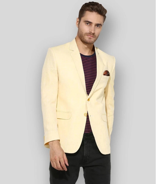 Hangup - Yellow Linen Regular Fit Mens Blazer ( Pack of 1 ) - 46