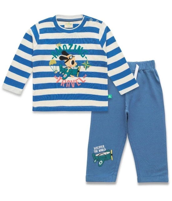 Juscubs Blue Cotton Baby Boy Top & Trouser ( Pack of 2 ) - None