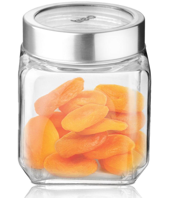 Treo by Milton Cube Storage Glass Jar, 1 Pc, Transparent, 1200 ml | BPA Free | Storage Jar | Kitchen Organizer | Air Tight | Modular | Multipurpose Jar - Transparent