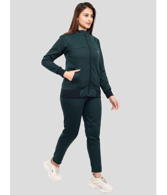 YHA Green Fleece Solid Tracksuit - Single - None