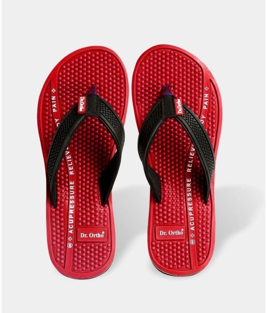 Dr.Ortho Slippers Red Womens Massage Flip Flop - None