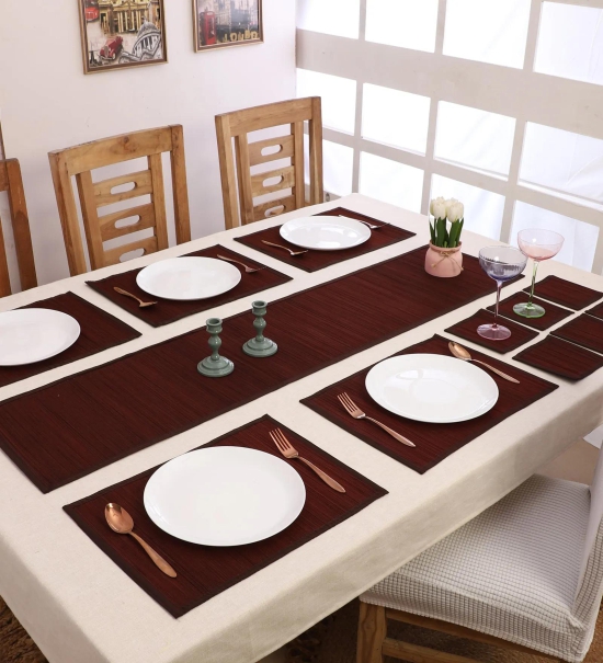 Silpakarman Bamboo Dining Mats - Brown (Set of 13)