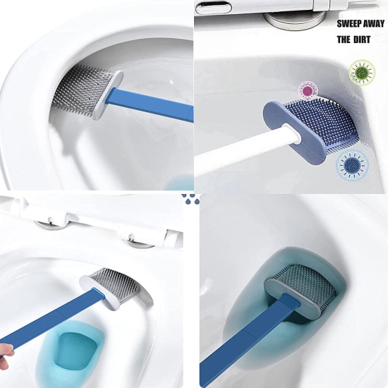 Ia Wow Store Silicone Toilet Brush with Holder Stand for Bathroom Cleaning