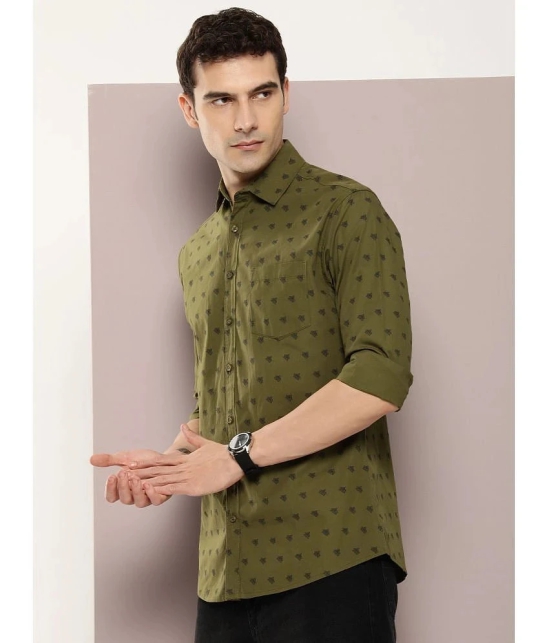 Dillinger 100% Cotton Regular Fit Printed Full Sleeves Mens Casual Shirt - Olive ( Pack of 1 ) - None