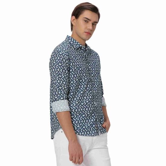 Blue & White Logo Print Shirt