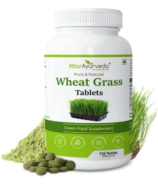 Attar Ayurveda Wheat Grass Tablets (120 Tablets, 500mg) - Natural Antioxidant Superfood, Non-GMO