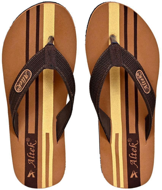 Altek - Brown Mens Thong Flip Flop - None