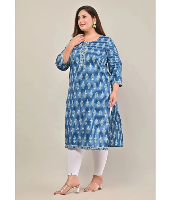 Swasti Cotton Printed Straight Womens Kurti - Blue ( Pack of 1 ) - None