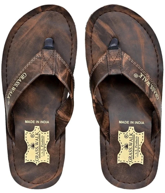 GRASS WALK - Brown Mens Thong Flip Flop - None