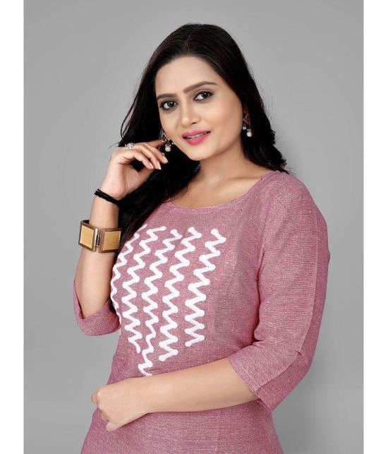 RIAANA - Pink Cotton Womens Straight Kurti ( Pack of 1 ) - None