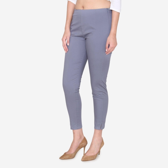 Women's Cotton Formal Trousers - Grey Grey M