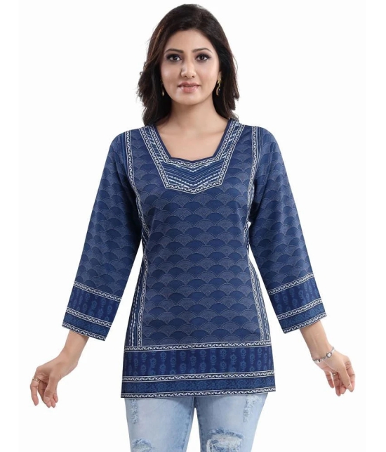 Meher Impex - Blue Crepe Womens A-line Kurti - 3XL