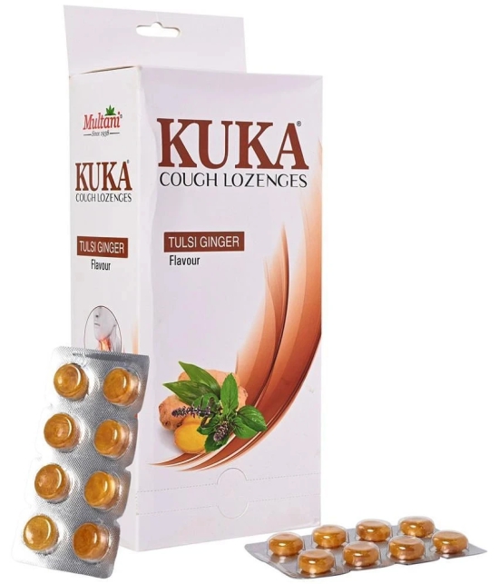 Multani Kuka Cough Lozenges Tulsi-Ginger 192 Lozenges| Dry, Scratchy, Or Sore Throat. 8X24 Strips