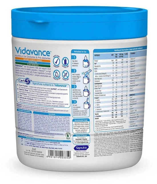 VIDAVANCE Advanced Nutrition for Diabetes & Pre-Diabetes 200g Nutrition Drink for Adult 200 gm