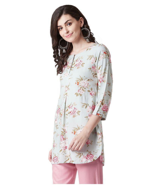 Tissu Green Rayon Straight Kurti - M