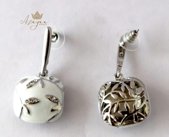 Azayaa World Silver Western Square Earring