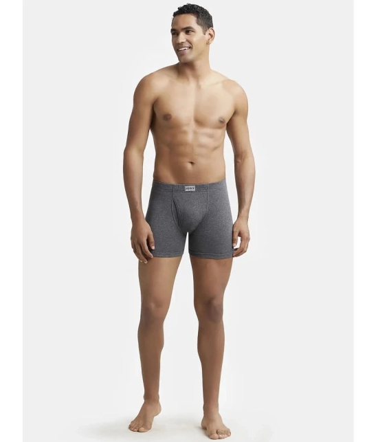 Jockey 8008 Men Super Combed Cotton Rib Solid Boxer Brief - Charcoal Melange - None