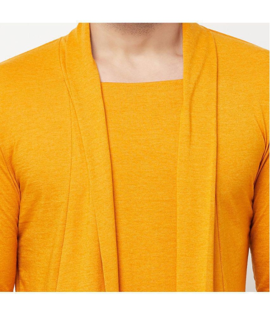 Glito - Mustard Cotton Blend Mens Cardigan Sweater ( Pack of 1 ) - None