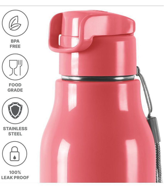 Milton Steel Sprint 600 Insulated Inner Stainless Steel Water Bottle, 510 ml, Pink | Hot or Cold | Easy Grip | Leak Proof | Kids School Bottle | Office | Gym | Hiking | Treking | Travel Bott