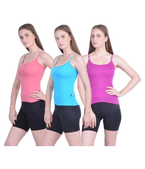 Dollar Missy Womes Multicolor Cotton Camisole Pack of 3 - None