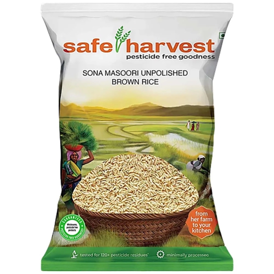 Safe Harvest Sona Masuri Unpolished Brown Rice, 1 Kg